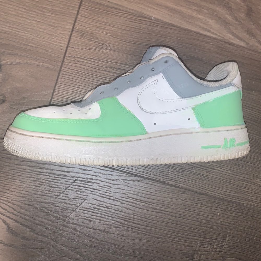Nike custom AF1’s (green, gray, & white)